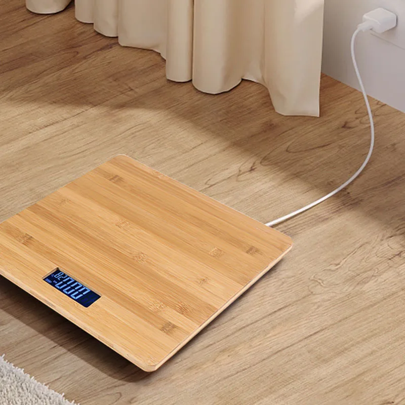Wooden Digital Bathroom Body Fat Scale With Led Display And Usb_voghion.com