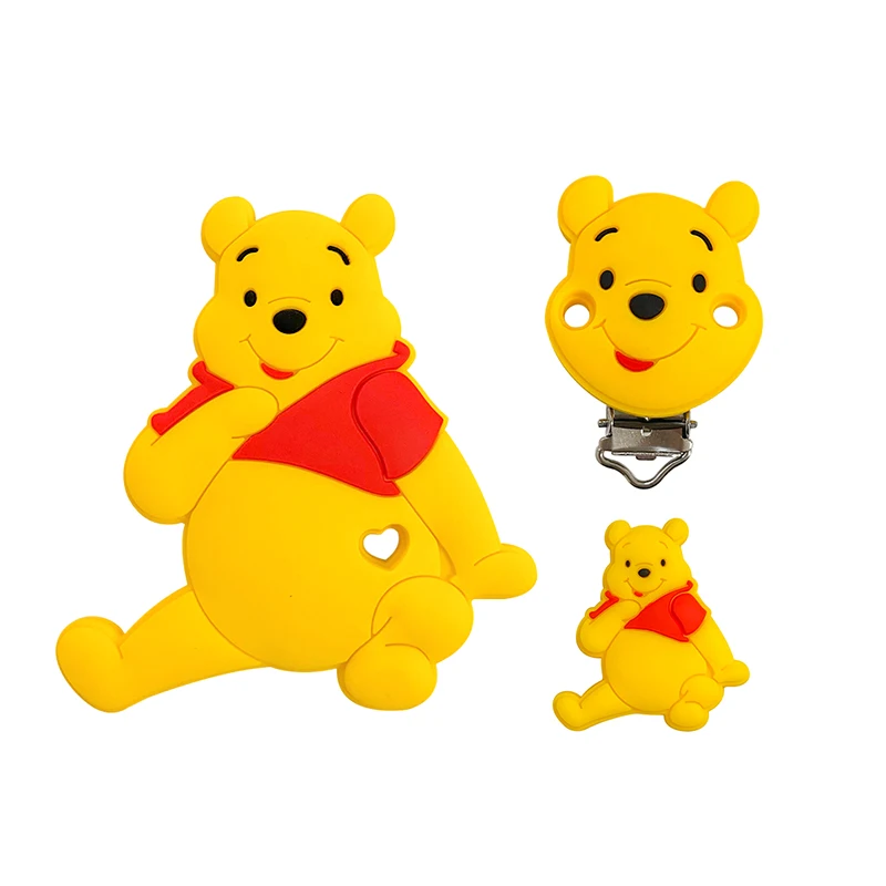 Pacifier Clip Pacifier Chain Pacifier Accessories Teether Clip Teething Beads Baby Silicone Accessories 5/10pcs Silicone Pooh Silicone Pacifier Clip Molar Bead DIY Pacifier Chain Jewelry Accessories
