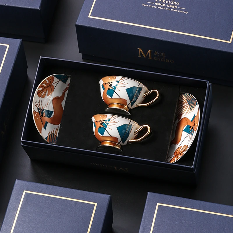 

Nordic Vintage Beautiful Ceramic Coffee Cup Set Luxury English Pretty Breakfast Mugs Tea Cup Espresso Pair Tasse Cup and Saucer