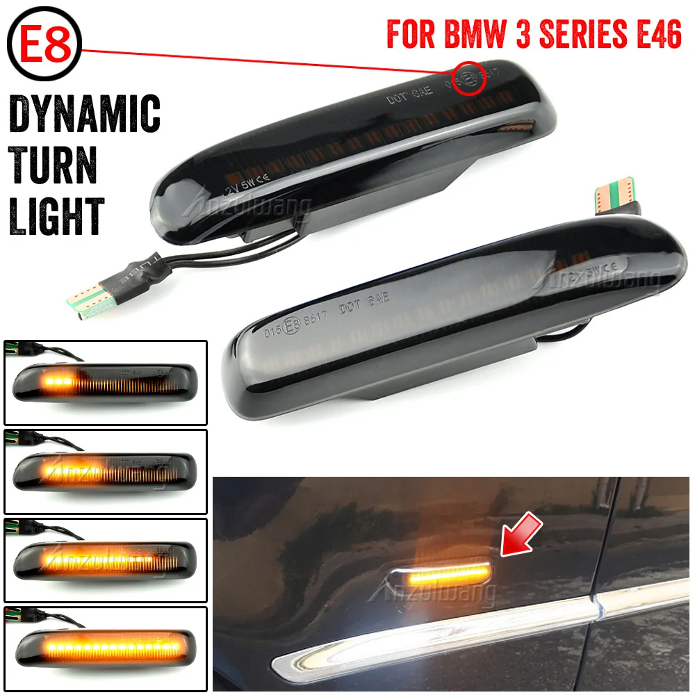 

For BMW 3 Series E46 Sedan Coupe Wagon Convertible 1997-2003 Led Dynamic Turn Signal Light Side Fender Marker Sequential Lamp