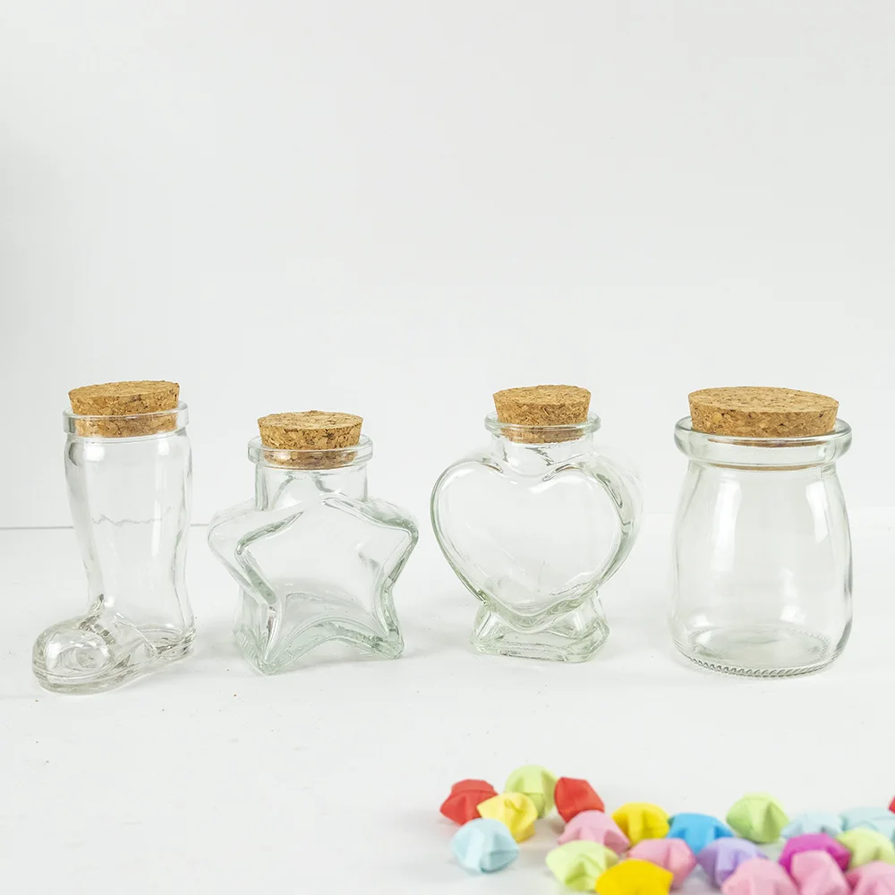 6pcs Cute Glass DIY Bottles Storage Food Grade Jars Container with Cork Stopper Fill Letter Drifting Star Ideas Crafts Vials 5