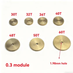High - Precision Copper Gear with 0.3 Modulus and 2mm Shaft Compatibility - 60T