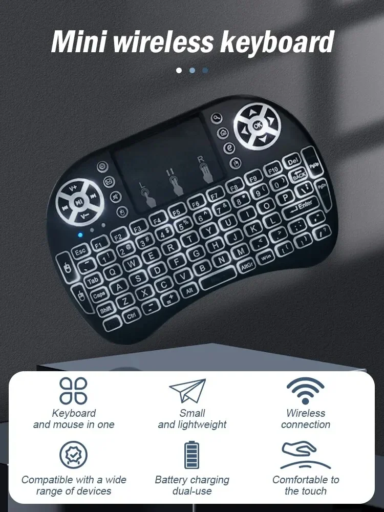 Backlit Mini Wireless For Laptop PC Touchpad Colorful Remote Control Mouse Keyboard Dry Battery/lithium Battery_voghion.com