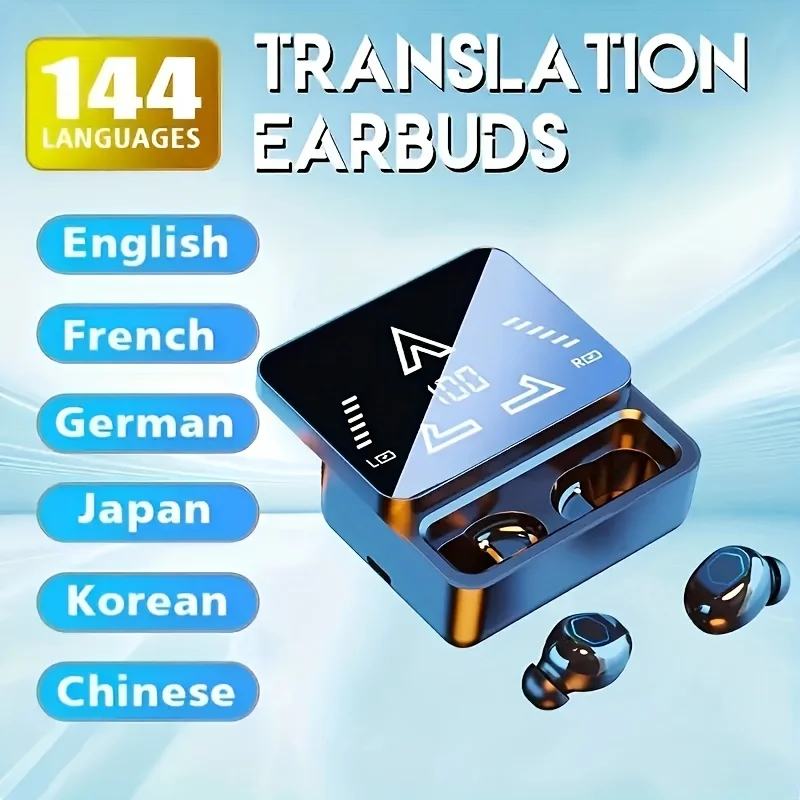 Language Translator Earbuds Smart 144 Languages High Accuracy Wireless Bluetooth Two Way Translator Device