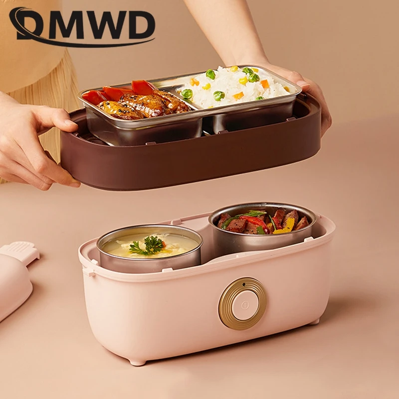Portable Lunch Box Fast Heating Food Steamer Egg Boiler Electric Rice cooker Insulation 2 layer stainless steel Food Container 4