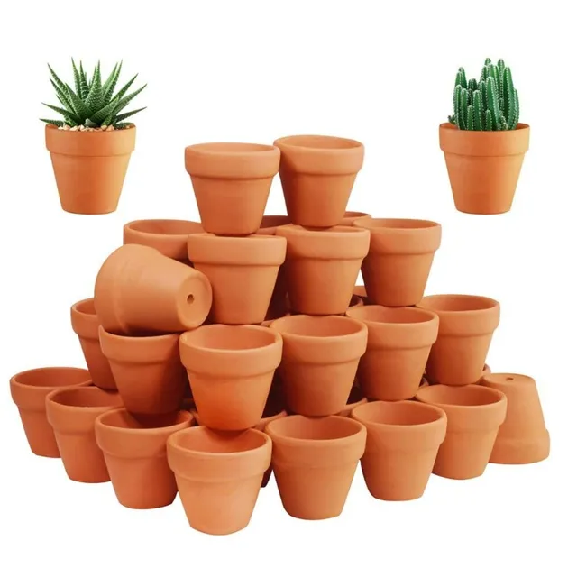 50 Pcs Tiny Terracotta Pots - 1.3 inch Small Mini Clay Pots with Drainage Holes Flower Nursery Terra Cotta Pots for in/outdoor