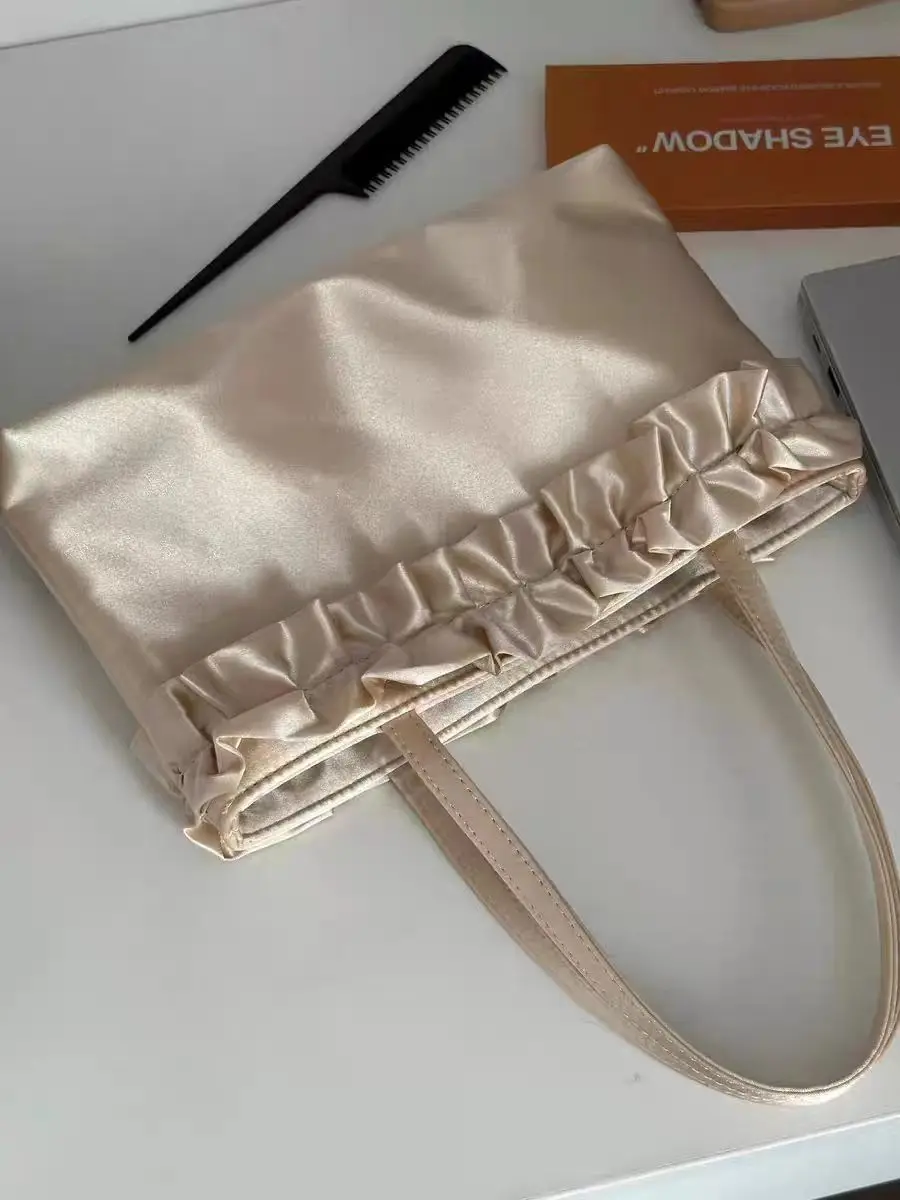 JIAERDI Versatile Gold Shoulder Bags Wallet Women Retro Satin Casual Large Capacity Handbag Ladies Harajuku Tote Bag Aesthetic