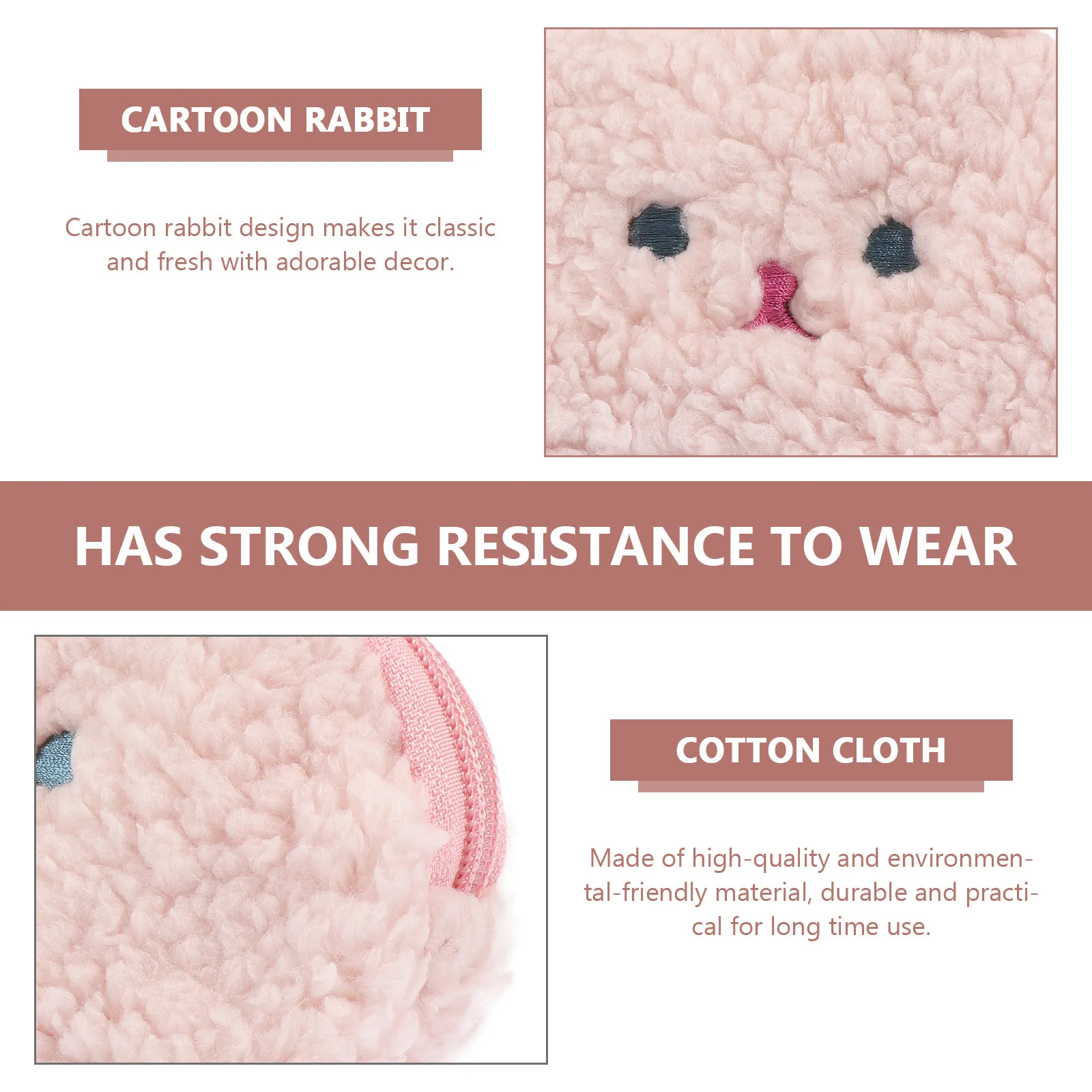 토끼 껍질 가방 휴대용 지갑 강력한 내마모성 클래식 완벽한 선물 친구 어린이 여행