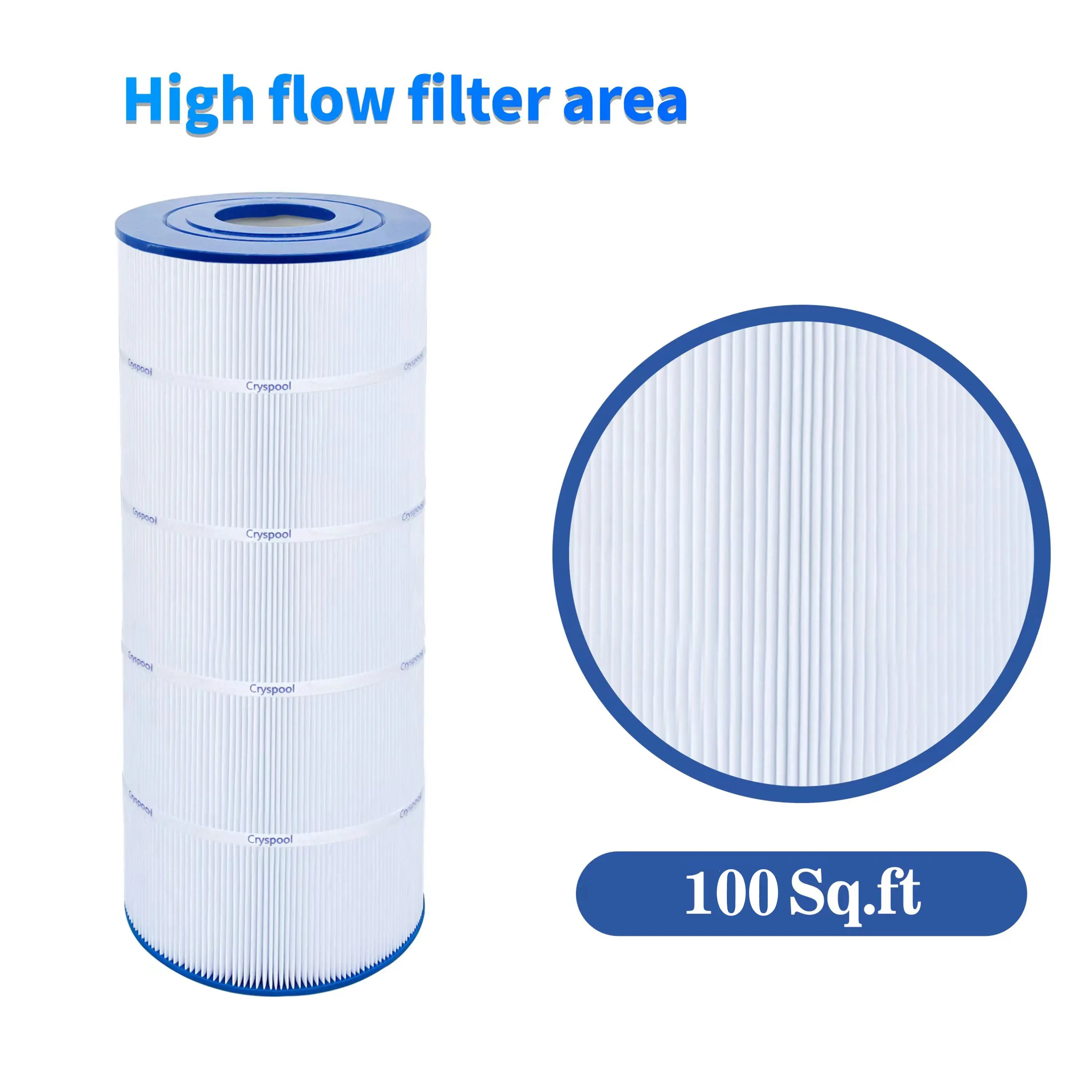 CRYSPOOL Pool Filter Compatible with Unicel C-9410, CC100, CCRP100, R173215, 59054200, FC-0686, PAP100, PAP100-4/M4, 100 sq.ft. 5