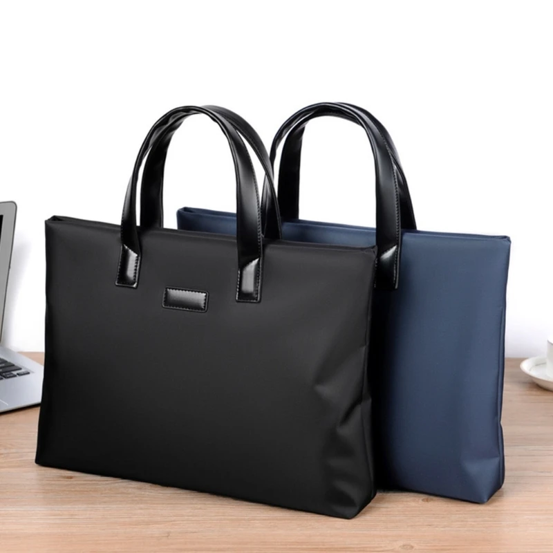 Portable Men Laptop Bag with Handles and Zippers Computer File Multifunctional