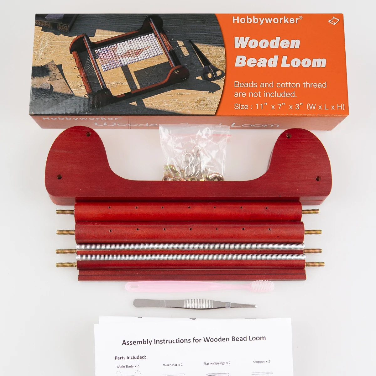 XUQIAN 20*26*7cm Wooden Bead Loom Kit with Tweezer and 3 Bags Seed Beads for Handmade Bracelets Necklaces Jewelry Making Tool