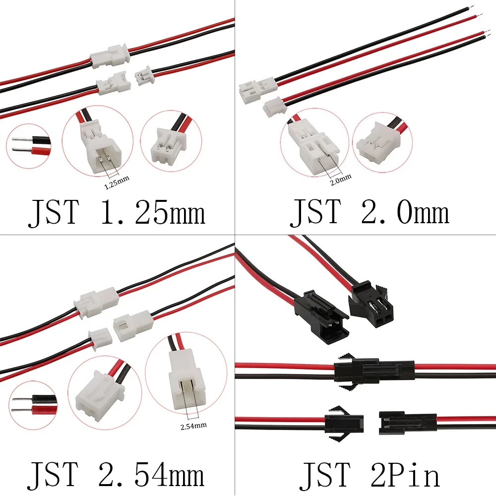 5Pairs Mini JST XH2.54 1,25mm SM 2Pin PH2.0 Männlich Weiblich Kabel Stecker Jack Stecker 2,54/1,25/2,0/2P Elektronische Draht – Detail 6