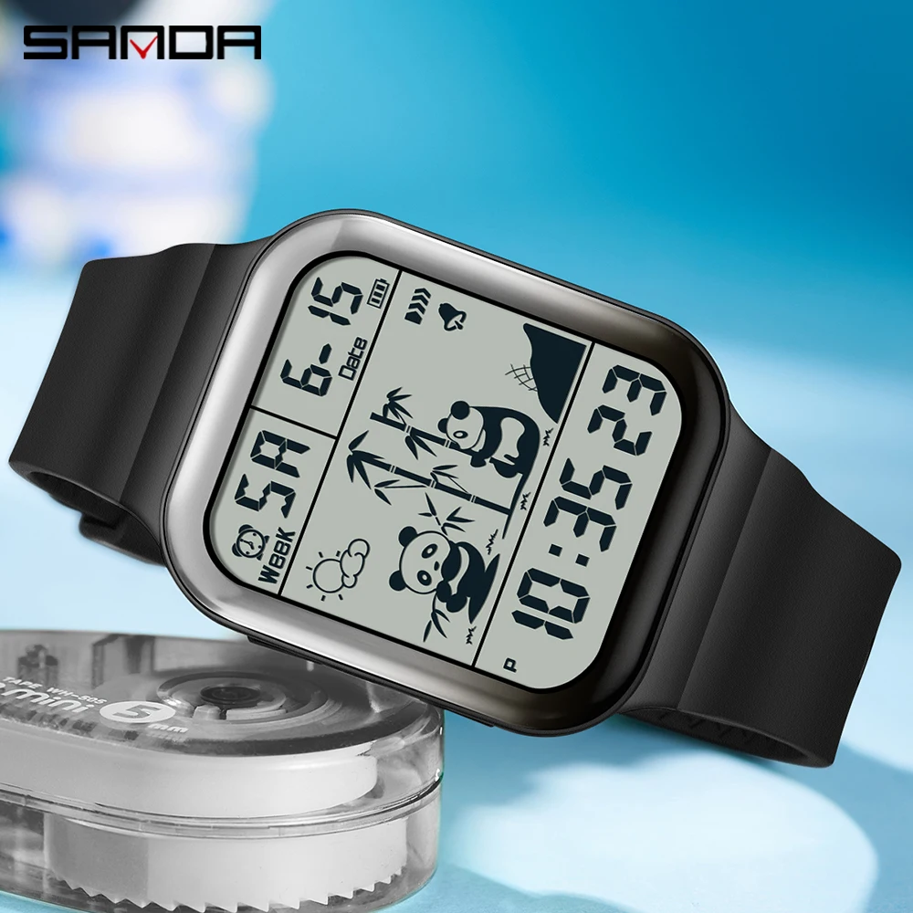 Sanda Men's Electronic Watch Square Gradient Youth Watch Female Student Fashion Digital Wristwatch 5Bar Waterproof Clock 2023