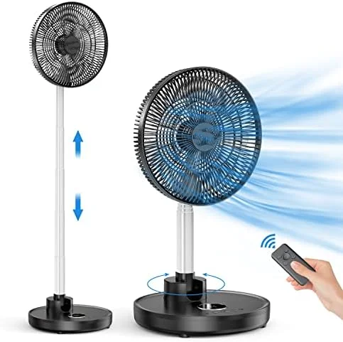 

12" Quiet Oscillating Fan with 12000mAh Rechargeable Battery, Foldaway Standing Fan/Table Fan with Remote Control, 6 Speeds Fan