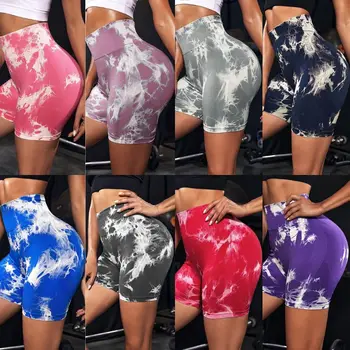 Tie-Dye Yoga Shorts for Woman Gym Clothing Leggings Feminino Run Sport Activewear Summer Impact Short Tights Womens Sports Set 1