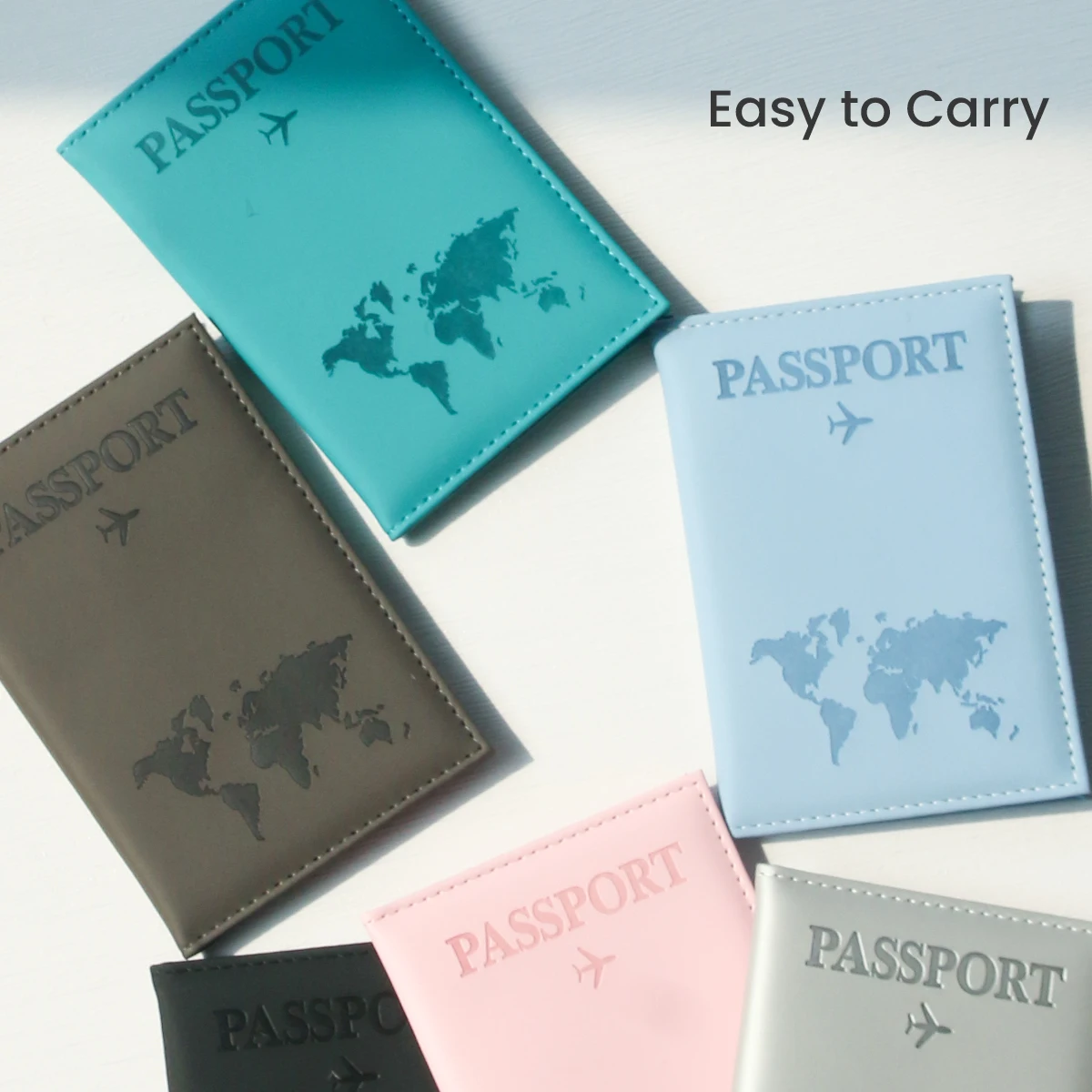 Sleek Map PU Leather Passport Holder - Essential Travel Accessory