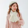 Women Winter Warm Thicken Cross Collar Scarf  Solid Color Faux Rabbit Fur Plush Elegant Shawl Scarfs 2