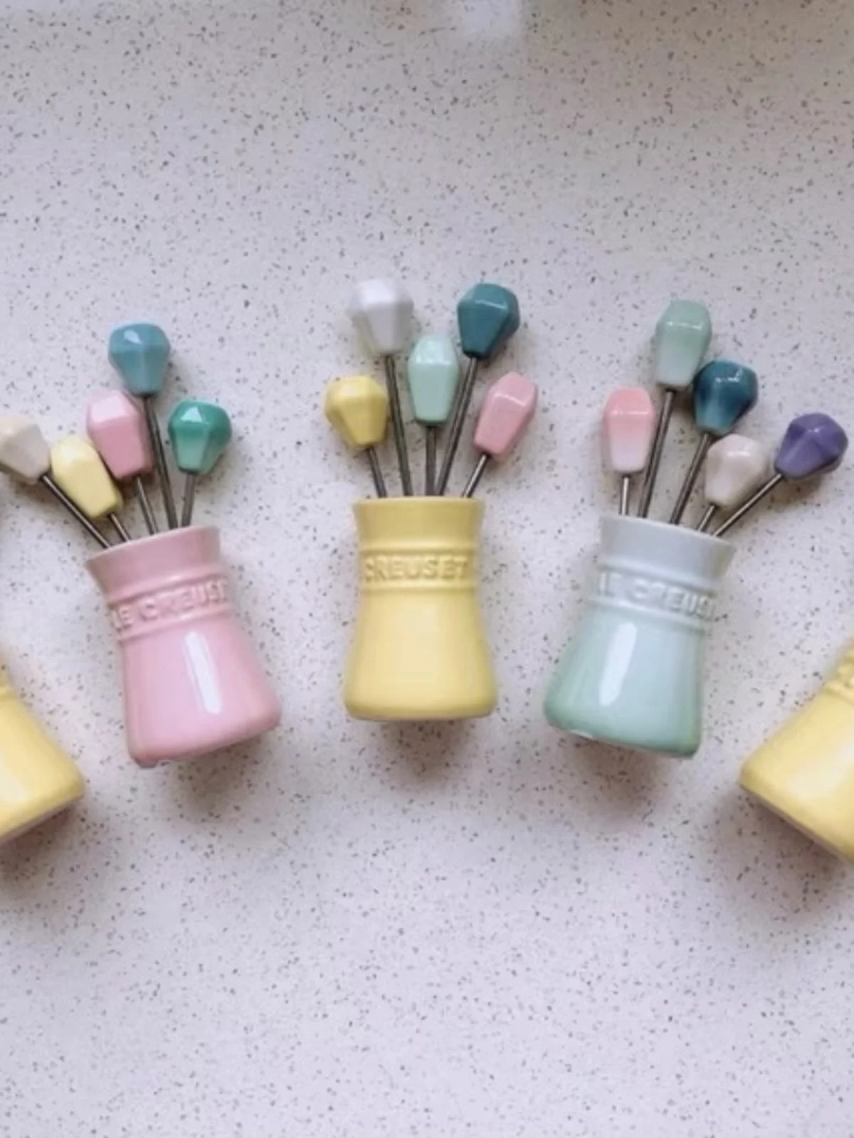 Le Creuset Cerc Fruit Fork Children's ternoon Tea Tableware Cake Dert Fork 5-Piece Set Stainl Steel 304 Material