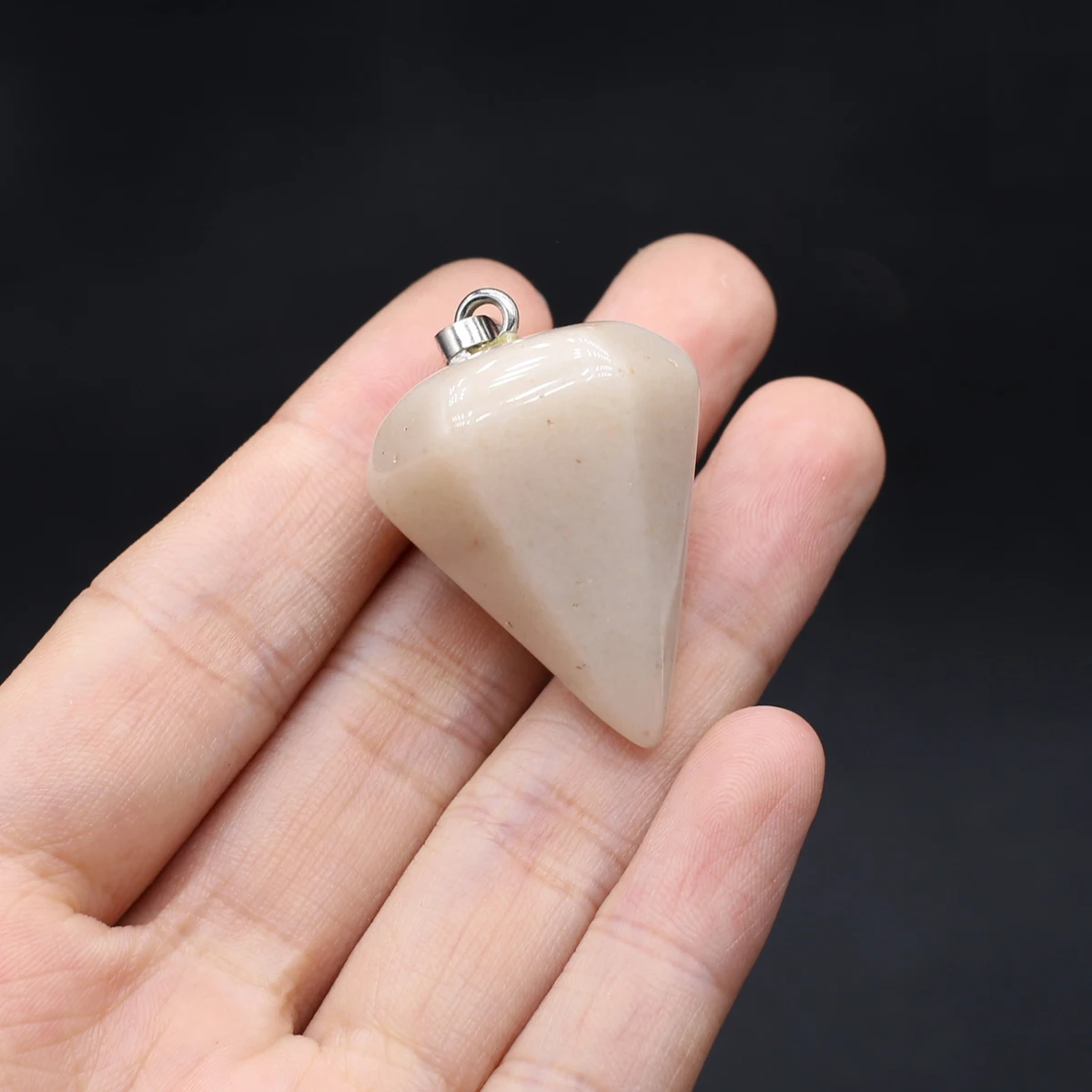 6PCS Wholesale Natural Semiprecious Stone Random Color Hexagonal Cone Pendant Jewelry Making DIY Necklace Earrings Accessories
