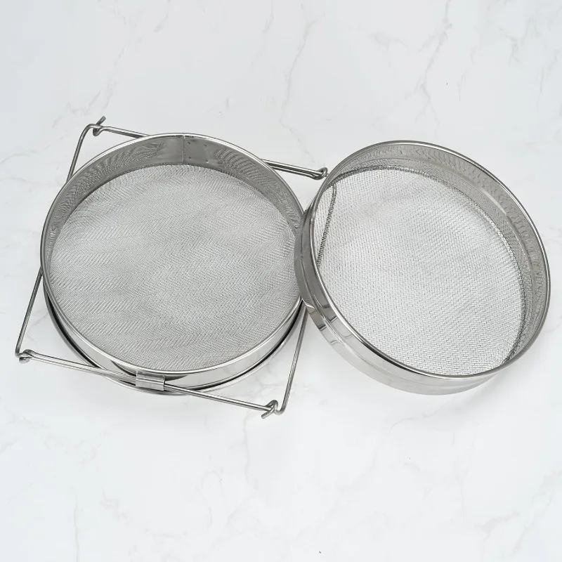 Double Layer Honey Filter Stainless Steel Ultra-fine Mesh Filter Belt with Adjustable Handle for Coarse  Fine Screen Collection