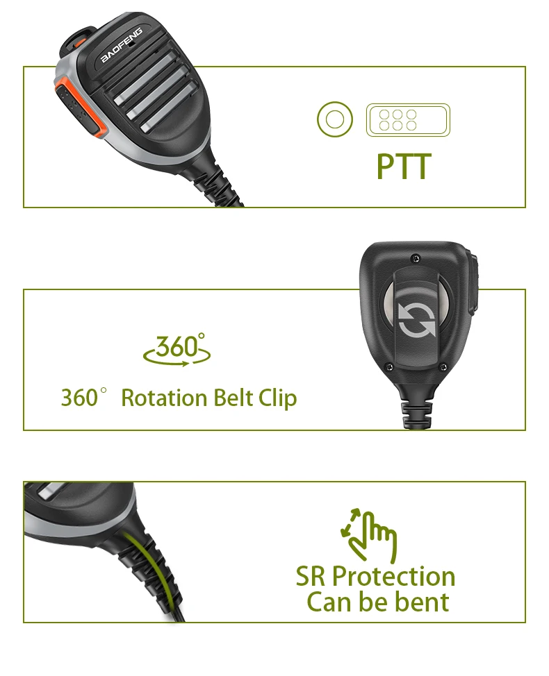 Baofeng UV-13Pro Waterproof Microphone Shoulder Speaker UV-9R PRO 2 Pins for Walkie UV-5R/UV-82/UV-16/TH UV8000D Two Way Radio