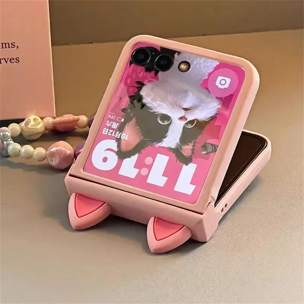 Cute Pink Ears Candy Bracelet Hinge Case