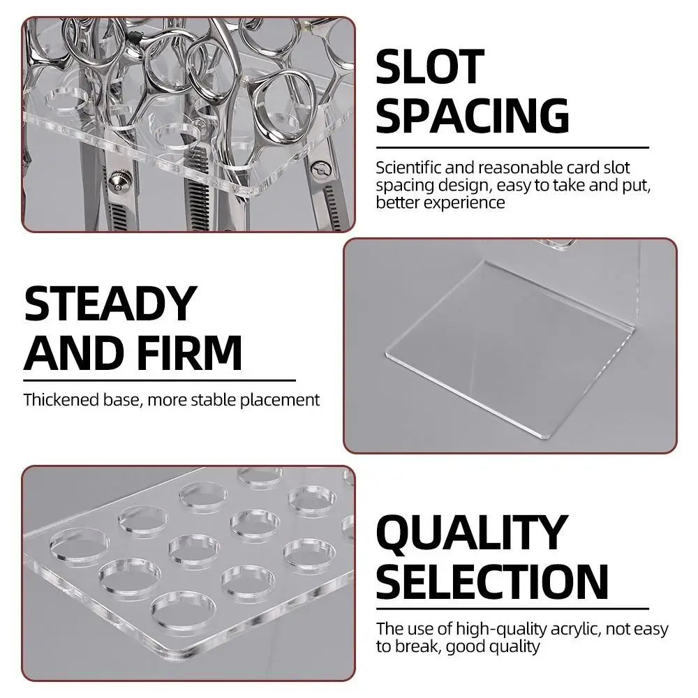 Acrylic Scissors Display Holder Transparent 5/615 Grids Makeup Brush Organizer Clear Display Durable Construction
