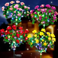 LED Solar Light Waterproof Azalea Solar Flowers Lamp Outdoor Decorative for Garden Yard Lawn Path Lighting Holiday Wedding Decor 1