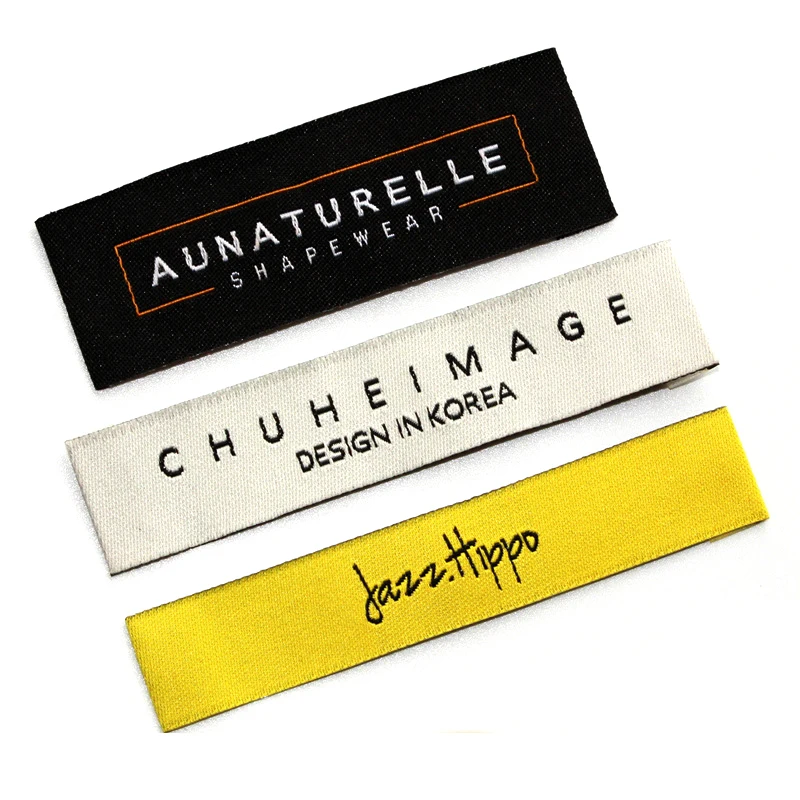 Custom Clothes Garment Fabric Labels High Density Clothing Damask Woven Tag