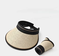 UPF50+ Sunblock UV Protection Outdoor Straw Sun Hat (Beige)