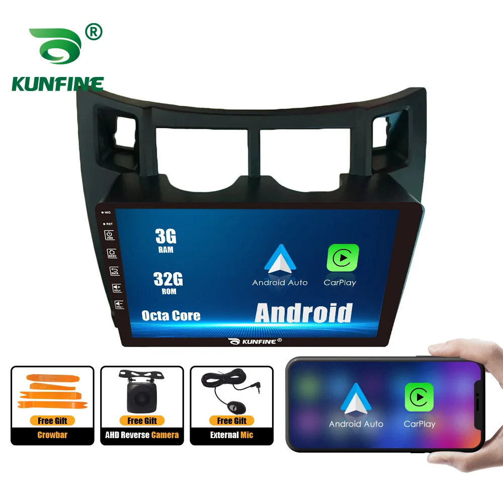Radio de coche de 10,33 pulgadas para TOYOTA VITZ YARIS platz 2Din Android Core Estéreo de coche DVD Reproductor de navegación GPS Pantalla QLED Carplay