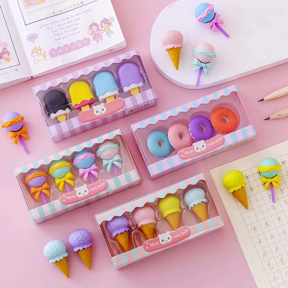 

Student Student Stationery Ice cream School Supplies Popsicle Dessert Shape Eraser Pencil Eraser Rubber Erasers Set Eraser