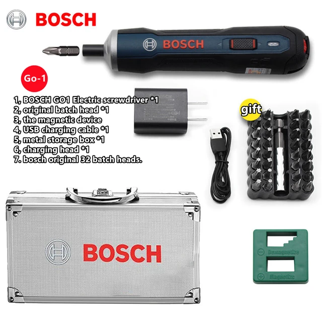 Bosch GO 1/2 profesyonel şarjlı tornavida kiti şarj edilebilir USB  elektrikli tornavida el matkap yükseltilmiş Metal aracı kutu seti -  AliExpress