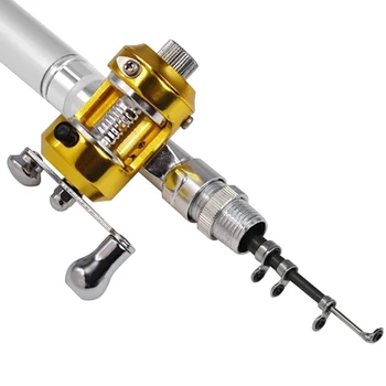Portable Pocket Telescopic Mini Fishing Pole Pen Shape Folded Fishing Rod With Reel Wheel 3