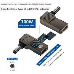 100W 5A PD Laptop Charger DC to Type C Adapter (5521)