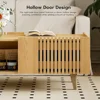Fluted Coffee Table, Mid Century Modern Center Coffee Table with Cabinet Doors, Modern Farmhouse Coffee Table for Living Room 3