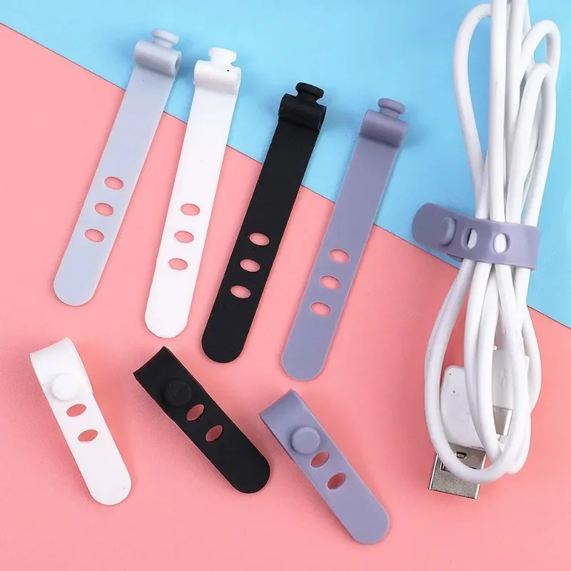 10Pcs Reusable Silicone Cable Ties - Cord Organizer For Wires, Earphones, Chargers (White) - View #5