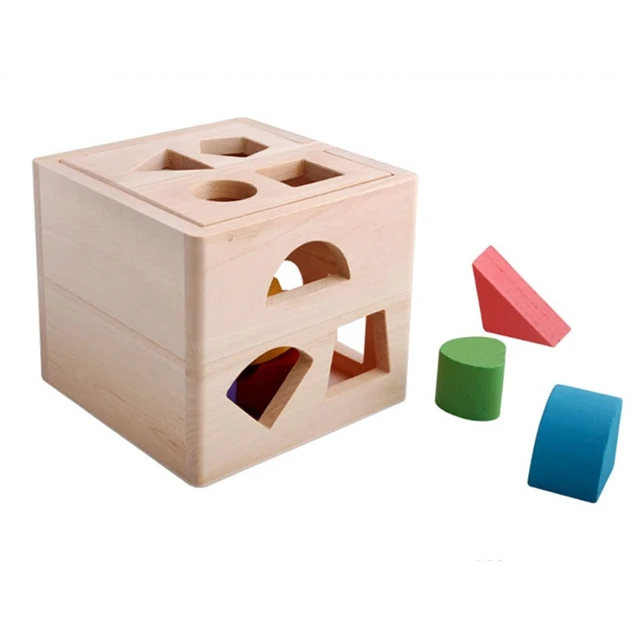 Wooden cube toy cube puzzle baby plug-in box wooden toy motor skills learning toy 2