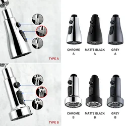 3 Mode Shower Head Kitchen Pull Out Faucet Sprayer Nozzle ABS Kitchen Flush High-Pressure Faucet Sprayer Tap Replacement Head