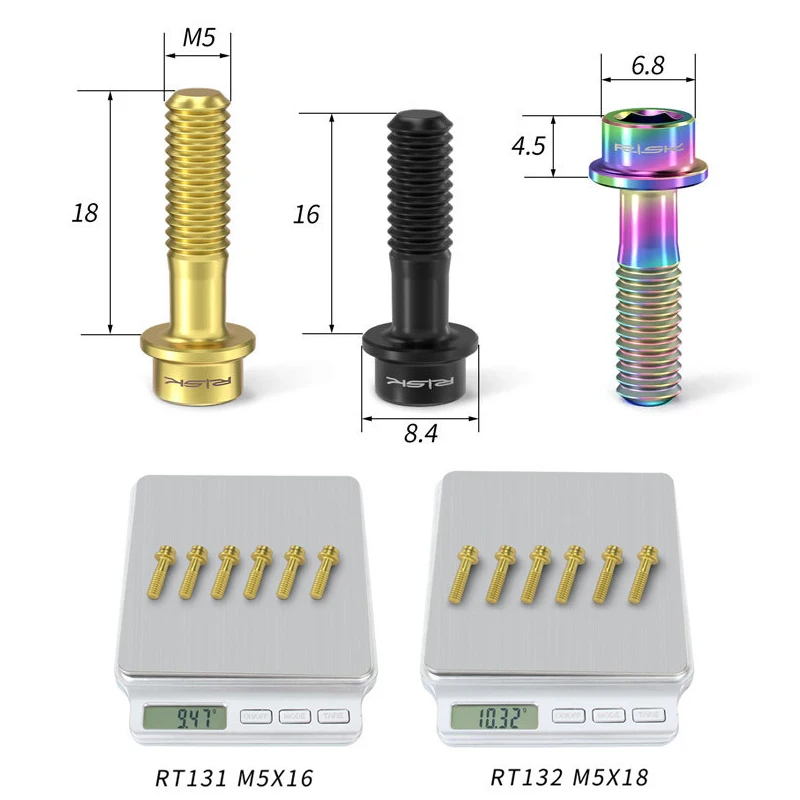 Tornillos De Vástago Para Bici M5x18 Mm – 24 Piezas Con Arandelas, 4 Colores, Para Frenos Y Mandos
