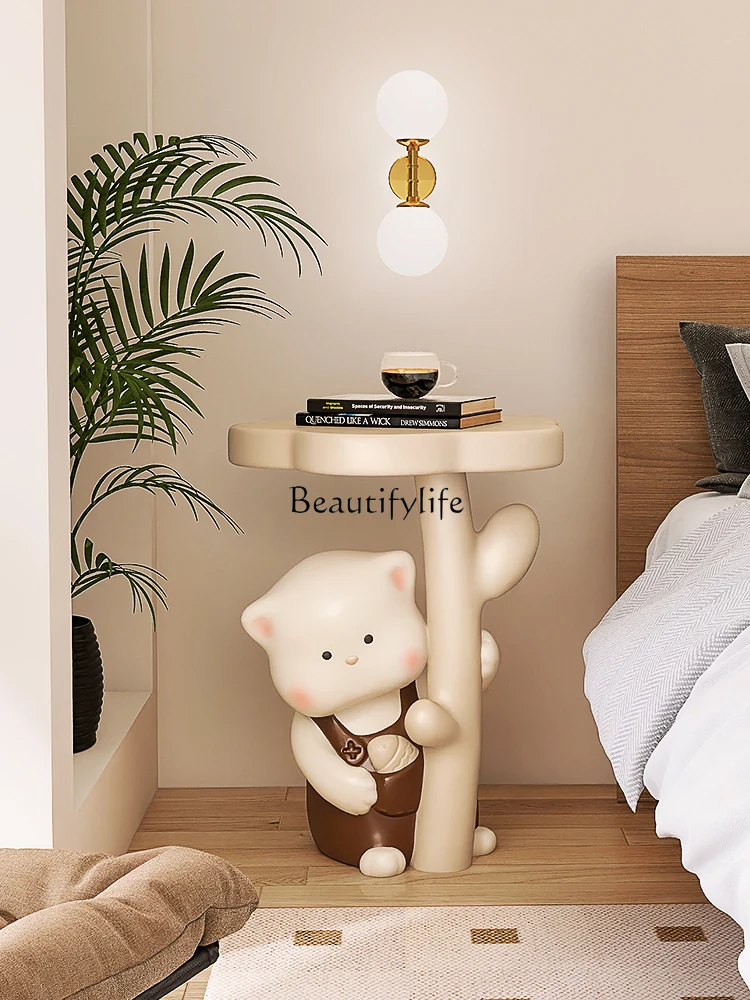 

Creative Flower Bedside Table Modern Minimalist Small Coffee Table Cream Style Table