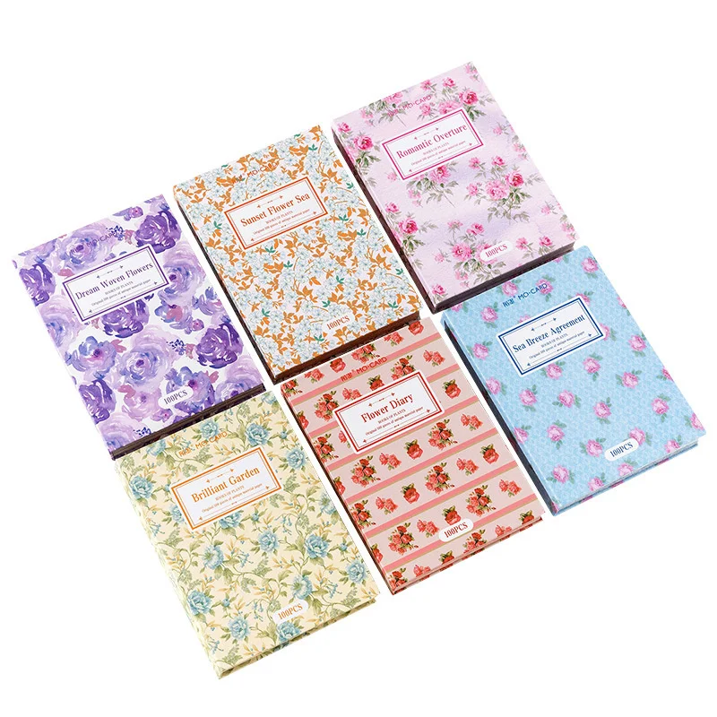 

100Sheets Material Paper Book Plants Rose Backing handwritten Notes Memo Decorative Frame Background 140*100MM