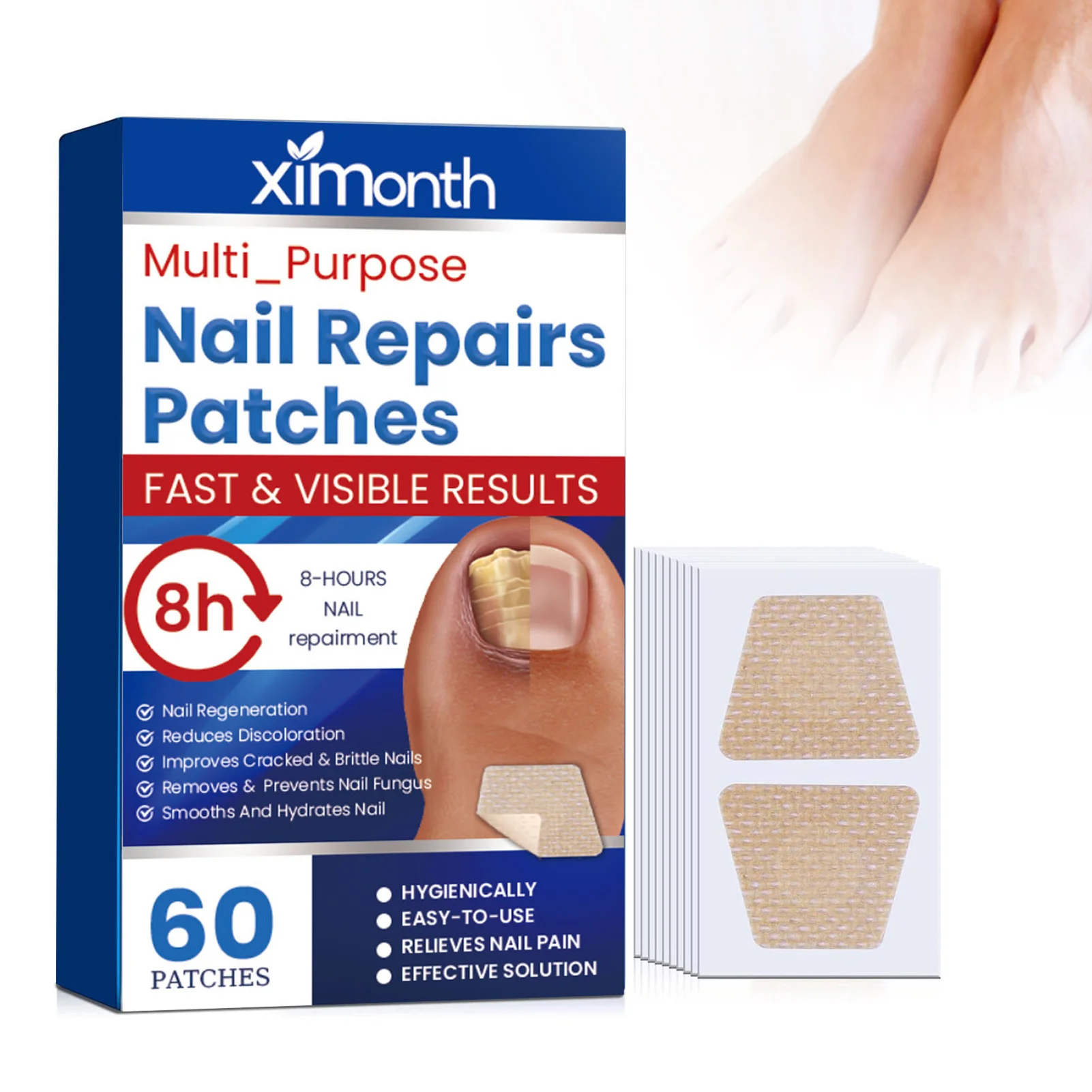 

60pcs Toenail Repair Patches Overnight Nail Repair for Nail Fungus Damage for Brittle Peeling Breaking Thin Nails