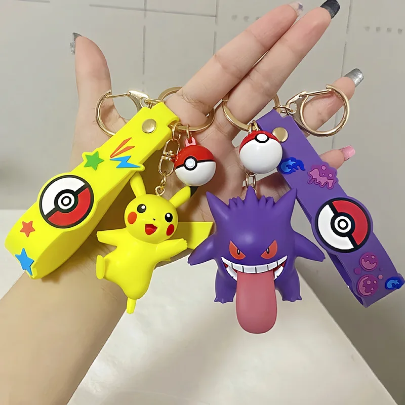 Anime Pokemon Portachiavi Kawaii Pikachu Jigglypuff Toys Hanging Decoration Cartoon Psyduck Gengar Ciondolo Action Figure Regali Per Bambini