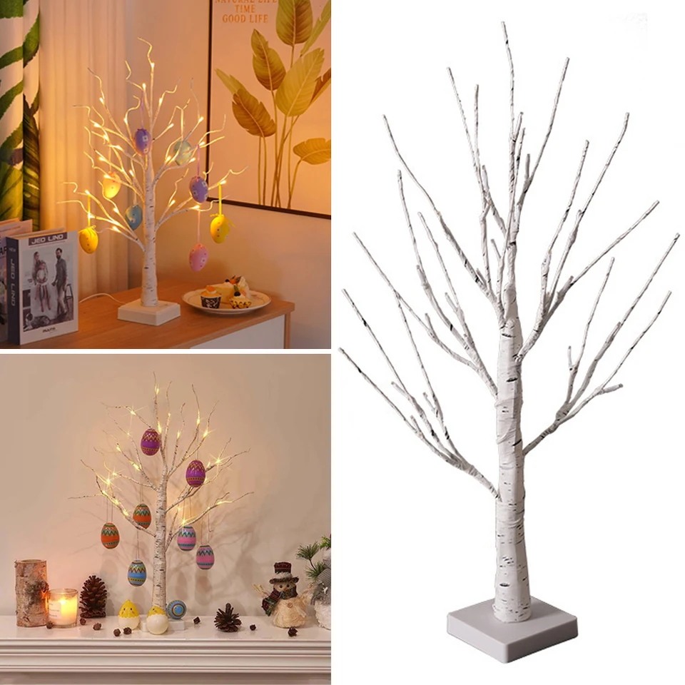 23GUANYI Albero di Betulla con Luci, Albero di Pasqua Operata a
