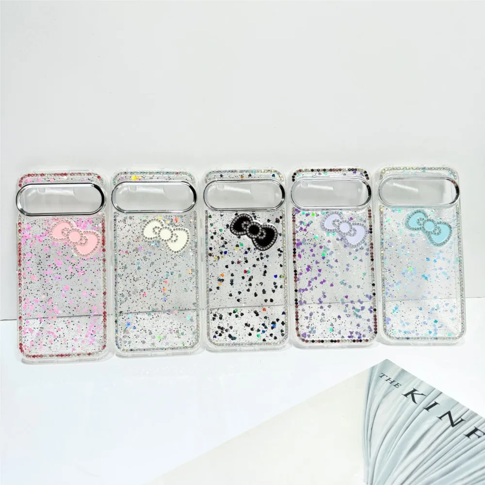 Luxury Glitter Rhinestone Bowknot Sequin Phone Case - Shockproof Bling Transparent Cover