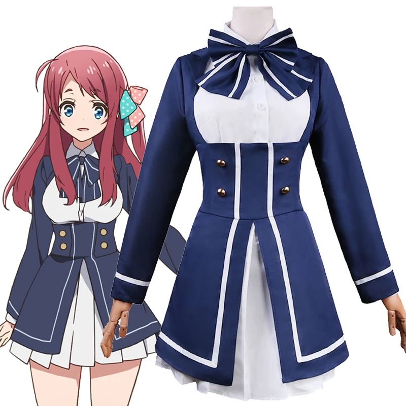 

Anime Zombieland Saga Minamoto Sakura Cosplay Costume Women Girls Blue Dress Uniform Outfits Halloween Carnival Party Suit