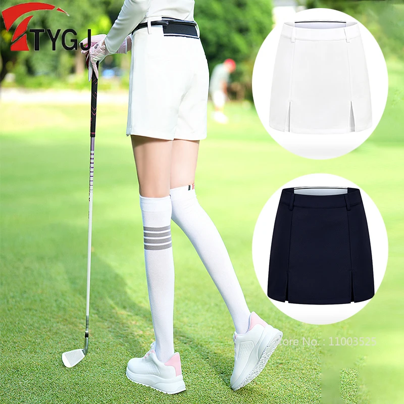 TTYGJ Golf Clothing Women Skirt Wrap Hip Skirt Tracksuit Fashion Half Skorts with Inner Short Lady Split Slim Workout Golf Skort