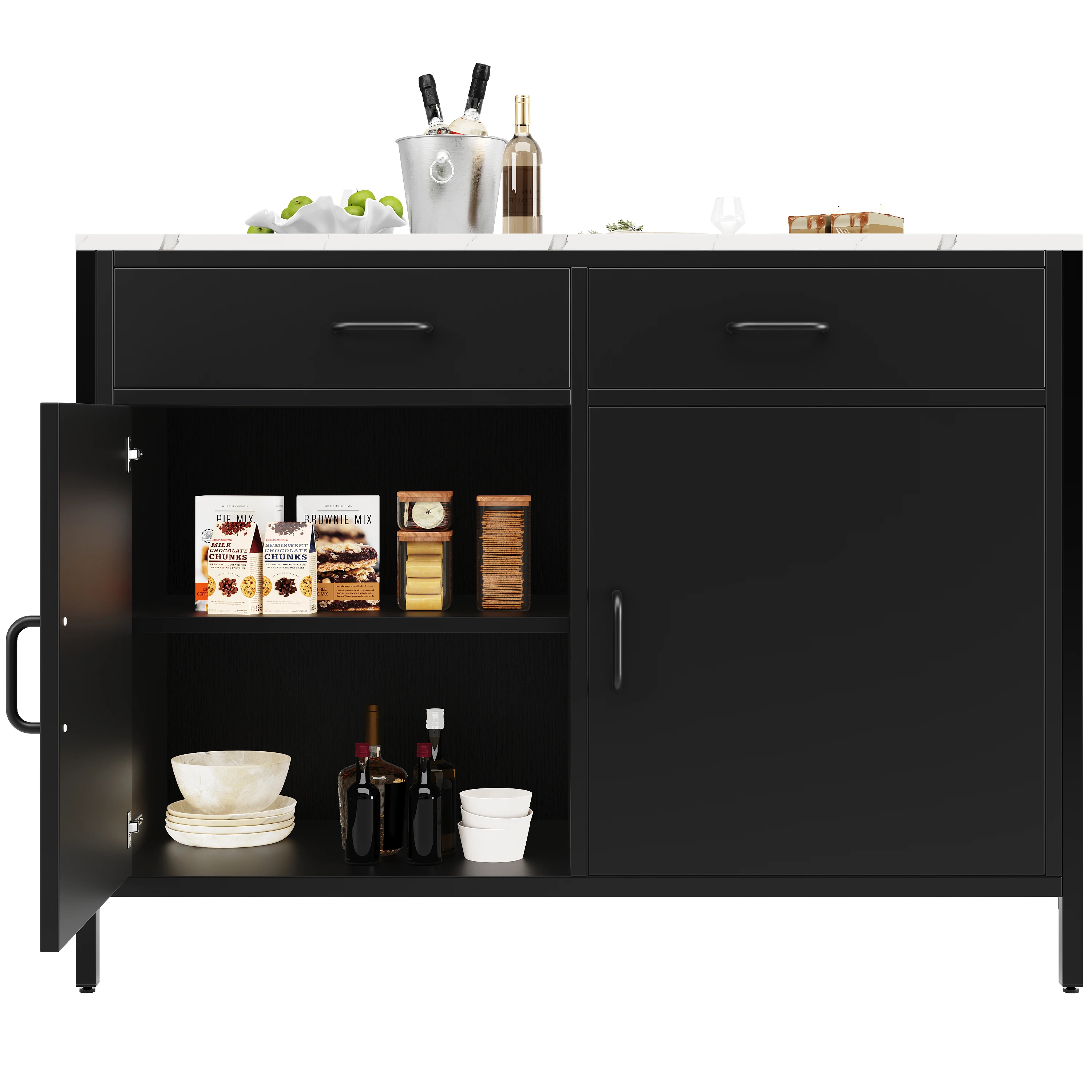 Schwarzer Bartisch, Küchenarbeitsplatte, schlicht und modern, Kaffee-Bartisch, geeignet für Wohnzimmer, Esszimmer, Tischplatte mit – Detail 11