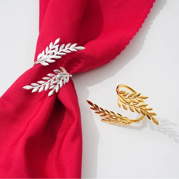 Silver Leaf Metal Napkin Rings 3